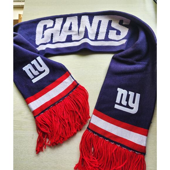 SCARF-NY GIANTS-Mitchell & Ness-Blue-Red Fringe - Picture 5 of 7